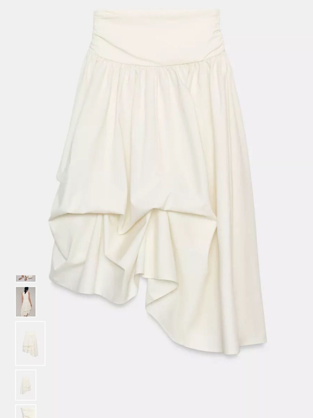 ZARA Combination Volume skirt Women's Cream Asymmetric Midi Skirt